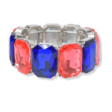 110975, RECTANGLE GEOMETRIC RHINESTONE STRETCH BRACELET