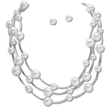 111007, PEARL AND CURVED BAR STRETCH LONG NECKLACE