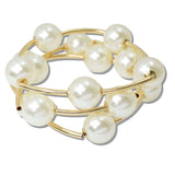 111008, PEAR AND CURVED BAR MULTI LAYERED STRETCH BRACELET