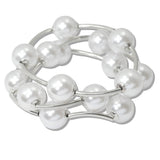 111008, PEAR AND CURVED BAR MULTI LAYERED STRETCH BRACELET