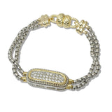 111010, 14K GOLD PLATED PAVE CZ DOUBLE STRAND MAGNETIC DESIGNER INSPIRED BRACELET