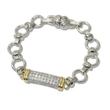 111011, 14K GOLD PLATED PAVE CZ LINK MAGNETIC DESIGNER INSPIRED BRACELET