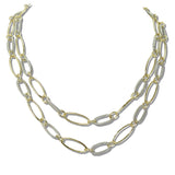 111042, 14K GOLD PLATED MIXED METAL OVAL LINK DESIGNER INSPIRED NECKLACE