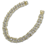 111044, 14K GOLD PLATED THREE ROW INDUSTRIAL LINK MAGNETIC DESIGNER INSPIRED NECKLACE