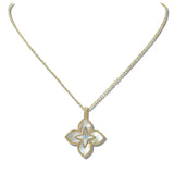 111047, 14K GOLD PLATED MOTHER OF PEARL CLOVER DESIGNER INSPIRED NECKLACE