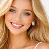 111052, EMERALD CUT CZ STUD EARRINGS