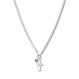 111057, CROSS CZ AND HEART CHARM BEADED NECKLACE