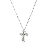 111060, HAMMERED CROSS AND PEARL PENDANT NECKLACE