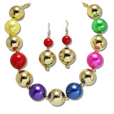 111063, CHUNKY BALL BEADED NECKLACE wholesale fashion jewelry - GOOD FEELINGS, INC