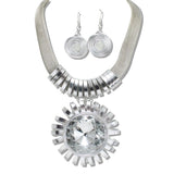 111066, MESH COLLAR SUNBURST CRYSTAL RHINESTONE NECKLACE wholesale fashion jewelry - GOOD FEELINGS, INC