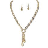111067, POLISHED PAPCERCLIP LINK TASSEL NECKLACE wholesale fashion jewelry - GOOD FEELINGS, INC