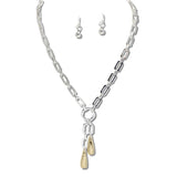111067, POLISHED PAPCERCLIP LINK TASSEL NECKLACE wholesale fashion jewelry - GOOD FEELINGS, INC
