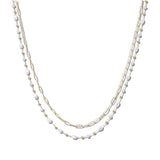 111070, DAINTY FRESHWATER PEARL CHAIN DOUBLE LAYERED NECKLACE wholesale fashion jewelry - GOOD FEELINGS, INC
