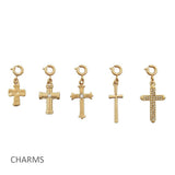 111073, GOLD TONE RELIGIOUS CROSS CHARM COLLECTION wholesale fashion jewelry - GOOD FEELINGS, INC