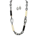111077, GEOMETRIC CELLULOID ACETATE LONG NECKLACE wholesale fashion jewelry - GOOD FEELINGS, INC