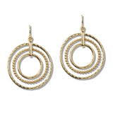111090, TRIPLE CONCENTRIC CIRCLE DROP EARRINGS wholesale fashion jewelry - GOOD FEELINGS, INC