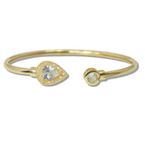 111103, PEAR CUT CZ HALO OPEN CUFF BRACELET wholesale fashion jewelry - GOOD FEELINGS, INC