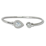 111103, PEAR CUT CZ HALO OPEN CUFF BRACELET wholesale fashion jewelry - GOOD FEELINGS, INC
