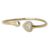 111104, VALENTINE HEART CUT CZ HALO OPEN CUFF BRACELET wholesale fashion jewelry - GOOD FEELINGS, INC