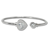 111104, VALENTINE HEART CUT CZ HALO OPEN CUFF BRACELET wholesale fashion jewelry - GOOD FEELINGS, INC