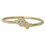 111105, CLOVER CUT CZ HALO OPEN CUFF BRACELET wholesale fashion jewelry - GOOD FEELINGS, INC