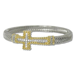 111112, 14K GOLD PLATED PAVE CROSS DESIGNER INSPIRED BRACELET wholesale fashion jewelry - GOOD FEELINGS, INC