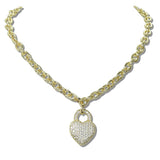 111130, 14K GOLD PLATED PAVE CZ HEART CHARM DESIGNER INSPIRED NECKLACE wholesale fashion jewelry - GOOD FEELINGS, INC