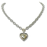 111131, 14K GOLD PLATED PAVE CZ HEART CHARM DESIGNER INSPIRED NECKLACE wholesale fashion jewelry - GOOD FEELINGS, INC
