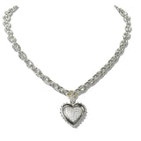 111131, 14K GOLD PLATED PAVE CZ HEART CHARM DESIGNER INSPIRED NECKLACE wholesale fashion jewelry - GOOD FEELINGS, INC