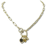 111133, 14K GOLD PLATED PAVE CZ HEART CHARM DESIGNER INSPIRED NECKLACE wholesale fashion jewelry - GOOD FEELINGS, INC
