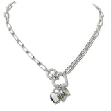 111133, 14K GOLD PLATED PAVE CZ HEART CHARM DESIGNER INSPIRED NECKLACE wholesale fashion jewelry - GOOD FEELINGS, INC