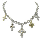 111136, 14K GOLD PLATED MULTI CROSS CHARM DESIGNER INSPIRED BRACELET wholesale fashion jewelry - GOOD FEELINGS, INC