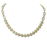 111137, 14K GOLD PLATED PAVE CZ CLOVER STATION DESIGNER INSPIRED NECKLACE wholesale fashion jewelry - GOOD FEELINGS, INC
