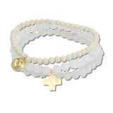 111141, CROSS AND HEART CHARM MULTI LAYERED BEADED STRETCH BRACELET wholesale fashion jewelry - GOOD FEELINGS, INC