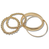 111143, BEADED AND RIBBED MULTI LAYERED STRETCH BRACELET wholesale fashion jewelry - GOOD FEELINGS, INC