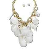 111145, COASTAL SEA SHELL STATEMENT NECKLACE wholesale fashion jewelry - GOOD FEELINGS, INC