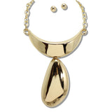 111146, SCULPTURAL CRESCENT AND PEBBLE STATEMENT NECKLACE wholesale fashion jewelry - GOOD FEELINGS, INC