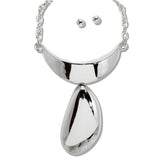 111146, SCULPTURAL CRESCENT AND PEBBLE STATEMENT NECKLACE wholesale fashion jewelry - GOOD FEELINGS, INC