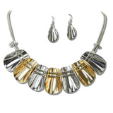 111170, METALLIC SHIELD STATEMENT NECKLACE wholesale fashion jewelry - GOOD FEELINGS, INC