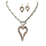 111171, HAMMERED OPEN VALENTINE HEART TOGGLE NECKLACE wholesale fashion jewelry - GOOD FEELINGS, INC