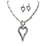 111171, HAMMERED OPEN VALENTINE HEART TOGGLE NECKLACE wholesale fashion jewelry - GOOD FEELINGS, INC