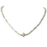 111173, DAINTY BEADED CROSS CHARM NECKLACE wholesale fashion jewelry - GOOD FEELINGS, INC