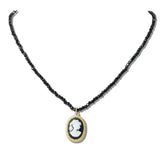 111174, DAINTY BEADED CAMEO PENDANT NECKLACE wholesale fashion jewelry - GOOD FEELINGS, INC
