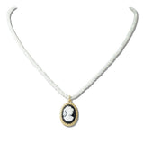 111174, DAINTY BEADED CAMEO PENDANT NECKLACE wholesale fashion jewelry - GOOD FEELINGS, INC
