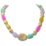 111177, BOLD RESIN AND METALLIC STATEMENT NECKLACE wholesale fashion jewelry - GOOD FEELINGS, INC