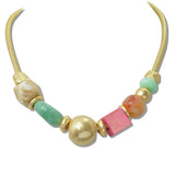 111178, MIXED GEOMETRIC RESIN BEAD NECKLACE wholesale fashion jewelry - GOOD FEELINGS, INC