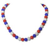 111179, AMERICAN FLAG CRYSTAL FIREBALL BEADED NECKLACE wholesale fashion jewelry - GOOD FEELINGS, INC