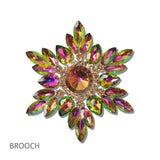 111182, FLORAL SUNBURST CRYSTAL BROOCH PIN wholesale fashion jewelry - GOOD FEELINGS, INC