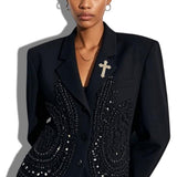 111191, PAVE CRYSTAL CROSS BROOCH PIN wholesale fashion jewelry - GOOD FEELINGS, INC