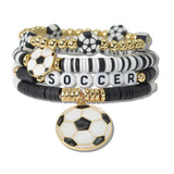 111195, WORLD CUP SOCCER MULTI LAYERED STRETCH BRACELET wholesale fashion jewelry - GOOD FEELINGS, INC
